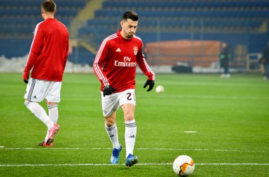 KHARKIV, UKRAINE - Febriary 20, 2020: Pizzi and Training session of Benfica football players during the UEFA Europe League match between Shakhtar Donetsk vs SL Benfica (Portugal), Ukraine