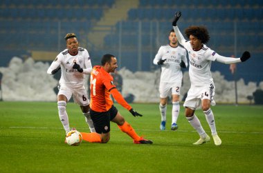 Kharkiv, Ukrayna - 20 Şubat 2020: Uefa Avrupa Ligi karşılaşmasında Tomas Tavares oyuncusu Shakhtar Donetsk - Sl Benfica (Portekiz), Ukrayna