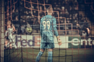 Kharkiv, Ukrayna - 20 Şubat 2020: Uefa Avrupa Ligi karşılaşmasında Odesa Vlachodimos oyuncusu Shakhtar Donetsk - Sl Benfica (Portekiz), Ukrayna