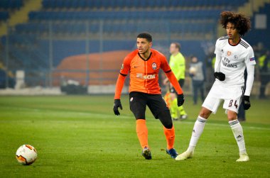 Kharkiv, Ukrayna - 20 Şubat 2020: Uefa Avrupa Ligi karşılaşmasında Tomas Tavares oyuncusu Shakhtar Donetsk - Sl Benfica (Portekiz), Ukrayna
