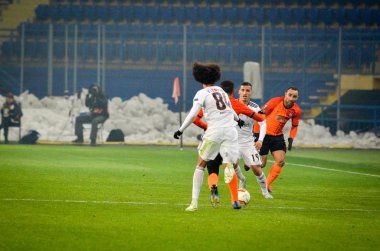 Kharkiv, Ukrayna - 20 Şubat 2020: Uefa Avrupa Ligi karşılaşmasında Tomas Tavares oyuncusu Shakhtar Donetsk - Sl Benfica (Portekiz), Ukrayna