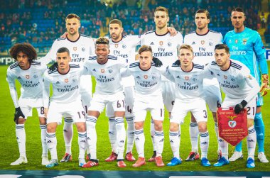 Kharkiv, Ukrayna - 20 Şubat 2020: Sl Benfica oyuncusu ve Uefa Avrupa Ligi maçı sırasında Shakhtar Donetsk - Sl Benfica (Portekiz), Ukrayna