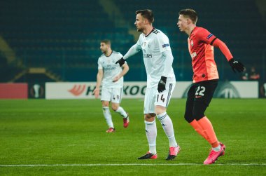 Kharkiv, Ukrayna - 20 Şubat 2020: Haris Seferoviç Uefa Avrupa Ligi karşılaşmasında Shakhtar Donetsk - Sl Benfica (Portekiz), Ukrayna