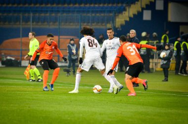 Kharkiv, Ukrayna - 20 Şubat 2020: Uefa Avrupa Ligi karşılaşmasında Tomas Tavares oyuncusu Shakhtar Donetsk - Sl Benfica (Portekiz), Ukrayna