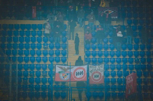 Kharkiv Ucrania Febrero 2020 Los Fanáticos Benfica Football Apoyan Equipo —  Fotos de Stock