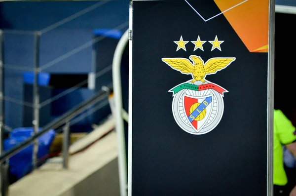 Kharkiv Ucrania Febrero 2020 Logotipo Emblema Benfica Durante Partido Uefa —  Fotos de Stock