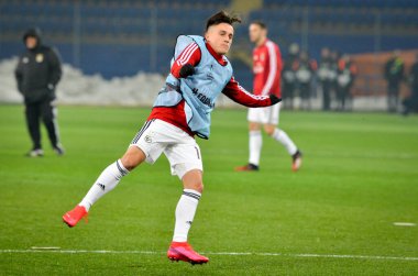 KHARKIV, UKRAINE - Febriary 20, 2020: Franco Cervi during the UEFA Europe League match between Shakhtar Donetsk vs SL Benfica (Portugal), Ukraine