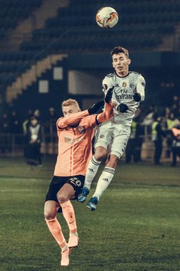 Kharkiv, Ukrayna - 20 Şubat 2020: Uefa Avrupa Ligi karşılaşmasında Alejandro Grimaldo oyuncusu Shakhtar Donetsk - Sl Benfica (Portekiz), Ukrayna