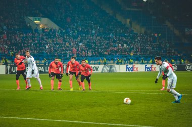 Kharkiv, Ukrayna - 20 Şubat 2020: Pizzi, Uefa Avrupa Ligi maçında Shakhtar Donetsk - Sl Benfica (Portekiz), Ukrayna