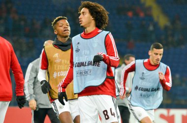 Kharkiv, Ukrayna - 20 Şubat 2020: Shakhtar Donetsk - Sl Benfica (Portekiz), Ukrayna arasındaki Uefa Avrupa Ligi maçı sırasında Tomas Tavares