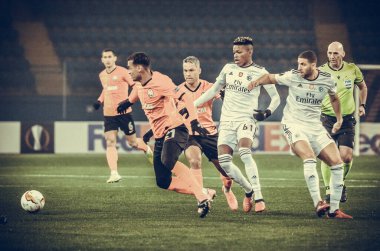Kharkiv, Ukrayna - 20 Şubat 2020: Uefa Avrupa Ligi maçında Florentino oyuncusu Shakhtar Donetsk - Sl Benfica (Portekiz), Ukrayna