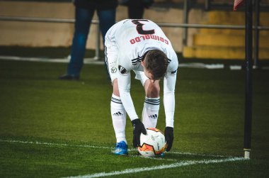 Kharkiv, Ukrayna - 20 Şubat 2020: Uefa Avrupa Ligi karşılaşmasında Alejandro Grimaldo oyuncusu Shakhtar Donetsk - Sl Benfica (Portekiz), Ukrayna