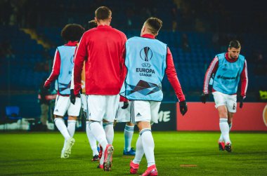 KHARKIV, UKRAINE - Febriary 20, 2020: Training session of Benfica football players during the UEFA Europe League match between Shakhtar Donetsk vs SL Benfica (Portugal), Ukraine