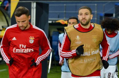 Kharkiv, Ukrayna - 20 Şubat 2020: Uefa Avrupa Ligi maçında Carlos Vinicius oyuncusu Shakhtar Donetsk - Sl Benfica (Portekiz), Ukrayna