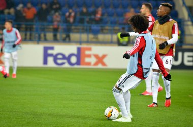 KHARKIV, UKRAINE - Febriary 20, 2020: Training session of Benfica football players during the UEFA Europe League match between Shakhtar Donetsk vs SL Benfica (Portugal), Ukraine