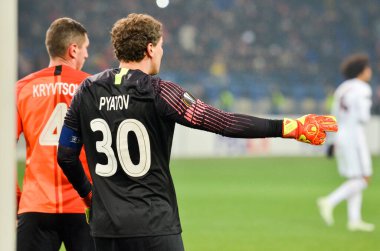 Kharkiv, Ukrayna - 20 Şubat 2020: Uefa Avrupa Ligi karşılaşmasında Andrii Piatov oyuncusu Shakhtar Donetsk - Sl Benfica (Portekiz), Ukrayna