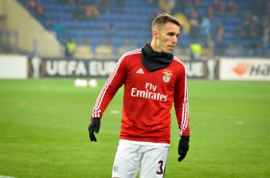 Kharkiv, Ukrayna - 20 Şubat 2020: Uefa Avrupa Ligi karşılaşmasında Alejandro Grimaldo Shakhtar Donetsk - Sl Benfica (Portekiz), Ukrayna