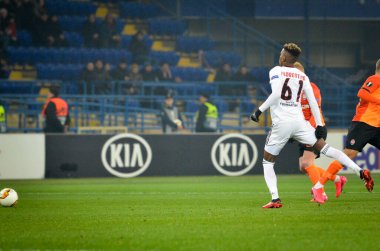 Kharkiv, Ukrayna - 20 Şubat 2020: Uefa Avrupa Ligi maçında Florentino oyuncusu Shakhtar Donetsk - Sl Benfica (Portekiz), Ukrayna
