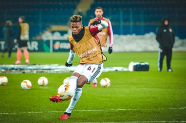 KHARKIV, UKRAINE - Febriary 20, 2020:  Florentino and Training session of Benfica football players during the UEFA Europe League match between Shakhtar Donetsk vs SL Benfica (Portugal), Ukraine