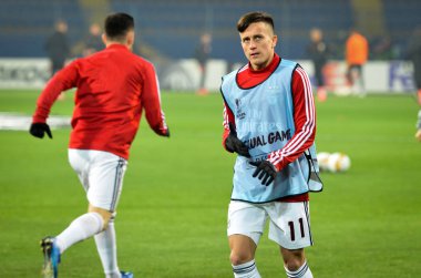 KHARKIV, UKRAINE - Febriary 20, 2020: Franco Cervi and Training session of Benfica football players during the UEFA Europe League match between Shakhtar Donetsk vs SL Benfica (Portugal), Ukraine