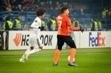Kharkiv, Ukrayna - 20 Şubat 2020: Uefa Avrupa Ligi karşılaşmasında Tomas Tavares oyuncusu Shakhtar Donetsk - Sl Benfica (Portekiz), Ukrayna