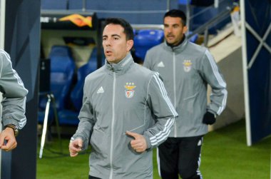 KHARKIV, UKRAINE - Febriary 20, 2020: Benfica assistent coach during the UEFA Europe League match between Shakhtar Donetsk vs SL Benfica (Portugal), Ukraine