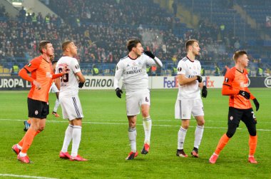 Kharkiv, Ukrayna - 20 Şubat 2020: Uefa Avrupa Ligi karşılaşmasında Ruben Dias oyuncusu Shakhtar Donetsk - Sl Benfica (Portekiz), Ukrayna