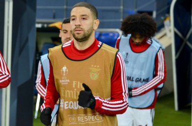 Kharkiv, Ukrayna - 20 Şubat 2020: Uefa Avrupa Ligi maçında Carlos Vinicius oyuncusu Shakhtar Donetsk - Sl Benfica (Portekiz), Ukrayna