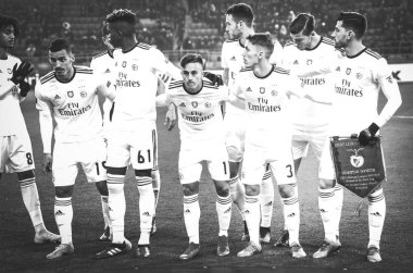 Kharkiv, Ukrayna - 20 Şubat 2020: Sl Benfica oyuncusu ve Uefa Avrupa Ligi maçı sırasında Shakhtar Donetsk - Sl Benfica (Portekiz), Ukrayna