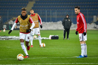 KHARKIV, UKRAINE - Febriary 20, 2020: Florentino and Training session of Benfica football players during the UEFA Europe League match between Shakhtar Donetsk vs SL Benfica (Portugal), Ukraine