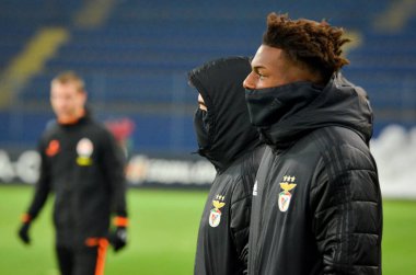 KHARKIV, UKRAINE - Febriary 20, 2020: Training session of Benfica football players during the UEFA Europe League match between Shakhtar Donetsk vs SL Benfica (Portugal), Ukraine