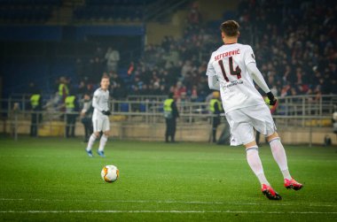Kharkiv, Ukrayna - 20 Şubat 2020: Haris Seferoviç Uefa Avrupa Ligi karşılaşmasında Shakhtar Donetsk - Sl Benfica (Portekiz), Ukrayna