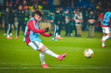 KHARKIV, UKRAINE - Febriary 20, 2020: Franco Cervi during the UEFA Europe League match between Shakhtar Donetsk vs SL Benfica (Portugal), Ukraine