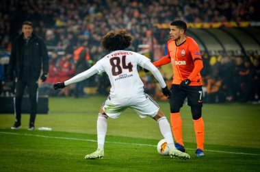 Kharkiv, Ukrayna - 20 Şubat 2020: Uefa Avrupa Ligi karşılaşmasında Tomas Tavares oyuncusu Shakhtar Donetsk - Sl Benfica (Portekiz), Ukrayna