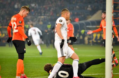 Kharkiv, Ukrayna - 20 Şubat 2020: Uefa Avrupa Ligi maçında Carlos Vinicius oyuncusu Shakhtar Donetsk - Sl Benfica (Portekiz), Ukrayna
