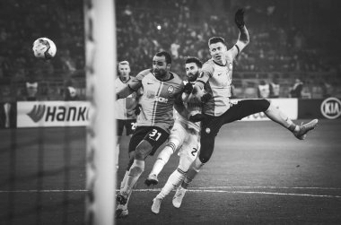 Kharkiv, Ukrayna - 20 Şubat 2020: Uefa Avrupa Ligi maçında Rafa Silva oyuncusu Shakhtar Donetsk - Sl Benfica (Portekiz), Ukrayna