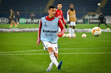 KHARKIV, UKRAINE - Febriary 20, 2020: Chiquinho during the UEFA Europe League match between Shakhtar Donetsk vs SL Benfica (Portugal), Ukraine