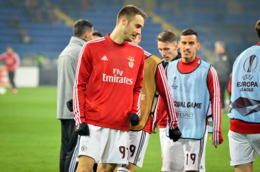 KHARKIV, UKRAINE - Febriary 20, 2020: Training session of Benfica football players during the UEFA Europe League match between Shakhtar Donetsk vs SL Benfica (Portugal), Ukraine