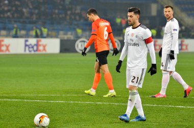 Kharkiv, Ukrayna - 20 Şubat 2020: Pizzi, Uefa Avrupa Ligi maçında Shakhtar Donetsk - Sl Benfica (Portekiz), Ukrayna