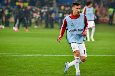 KHARKIV, UKRAINE - Febriary 20, 2020: Chiquinho during the UEFA Europe League match between Shakhtar Donetsk vs SL Benfica (Portugal), Ukraine