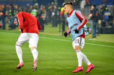 KHARKIV, UKRAINE - Febriary 20, 2020: Franco Cervi and  Training session of Benfica football players during the UEFA Europe League match between Shakhtar vs SL Benfica (Portugal), Ukraine