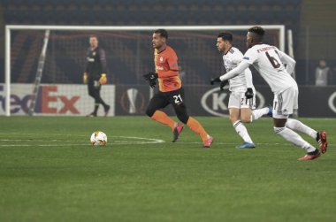 Kharkiv, Ukrayna - 20 Şubat 2020: Uefa Avrupa Ligi 'nde oynanan Shakhtar Donetsk - Sl Benfica (Portekiz), Ukrayna maçında Alan Patrick oyuncu