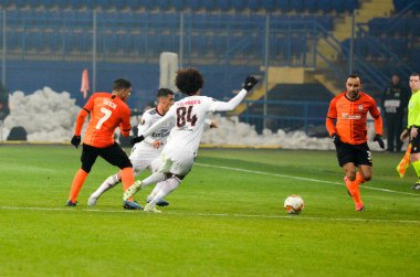 Kharkiv, Ukrayna - 20 Şubat 2020: Uefa Avrupa Ligi karşılaşmasında Tomas Tavares oyuncusu Shakhtar Donetsk - Sl Benfica (Portekiz), Ukrayna