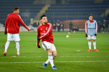 KHARKIV, UKRAINE - Febriary 20, 2020: Pizzi and Training session of Benfica football players during the UEFA Europe League match between Shakhtar Donetsk vs SL Benfica (Portugal), Ukraine