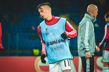 KHARKIV, UKRAINE - Febriary 20, 2020: Franco Cervi and Training session of Benfica football players during the UEFA Europe League match between Shakhtar Donetsk vs SL Benfica (Portugal), Ukraine