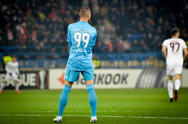 Kharkiv Ucraina Febbraio 2020 Odysseas Vlachodimos Durante Partita Della Uefa — Foto Stock