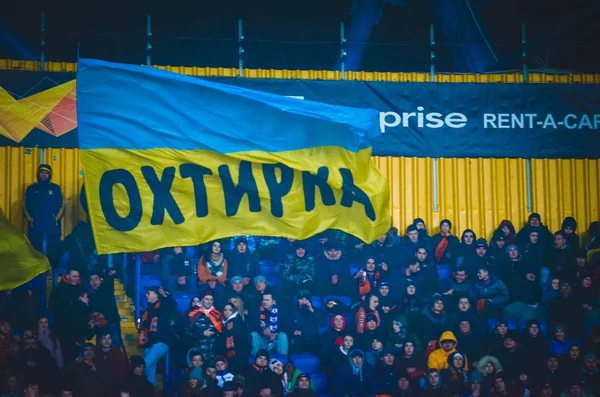 Kharkiv Oekraïne Februari 2020 Voetbalfans Het Stadion Steunen Hun Team — Stockfoto