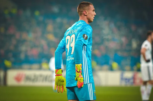 Kharkiv Ukraine Fevereiro 2020 Jogador Odysseas Vlachodimos Durante Jogo Uefa — Fotografia de Stock