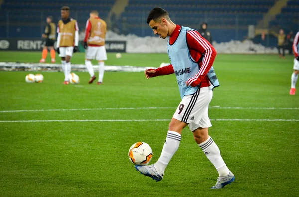 KHARKIV, UKRAINE - Febriary 20, 2020: Chiquinho during the UEFA Europe League match between Shakhtar Donetsk vs SL Benfica (Portugal), Ukraine