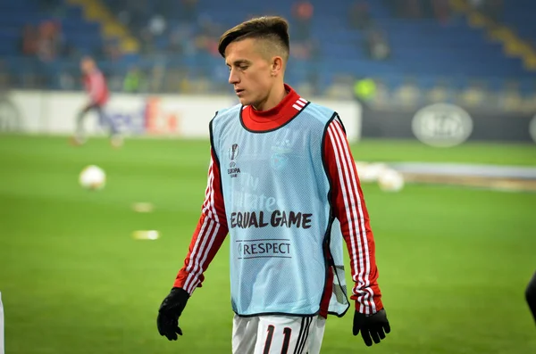 KHARKIV, UKRAINE - Febriary 20, 2020: Franco Cervi and training session of Benfica football players during the UEFA Europe League match between Shakhtar Donetsk vs SL Benfica (Portugal), Ukraine